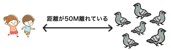 ハトの群れと子供