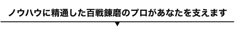 ノウハウに精通した百戦錬磨のプロがあなたを支えます